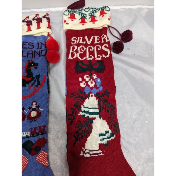 Yuletide Dept 56 Christmas Stockings Babes In Toyland/Silver Bells Lg Pair 24" - Picture 4 of 8